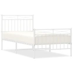vidaXL Estructura cama metal con cabecero y pie cama blanca 90x200 cm