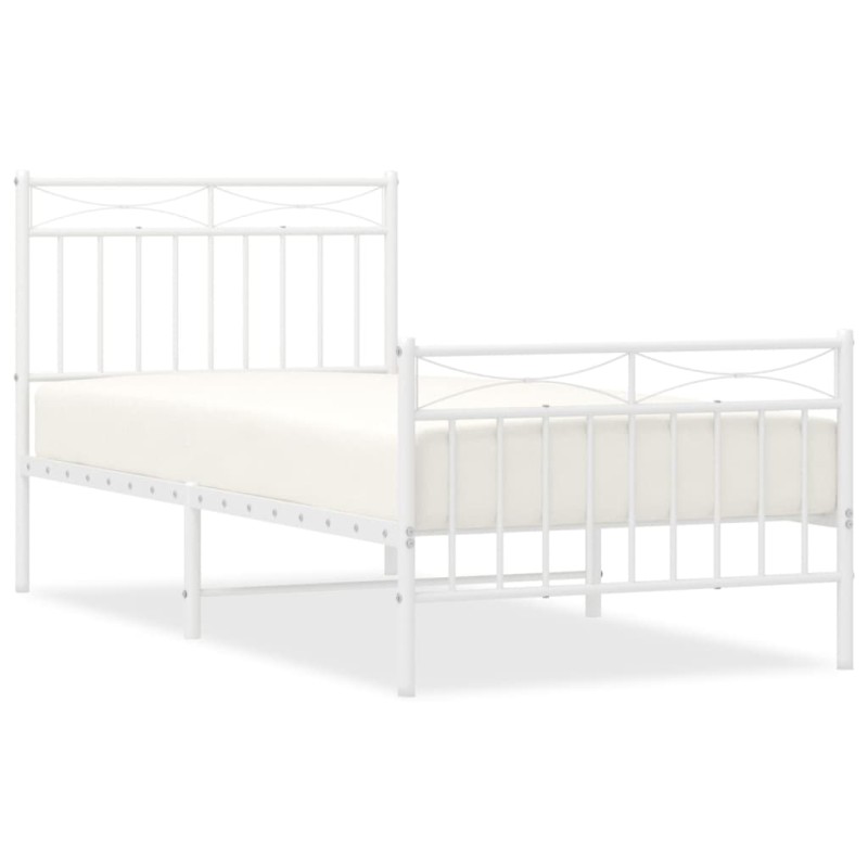 vidaXL Estructura cama metal con cabecero y pie cama blanca 90x200 cm vidaXL Estructura cama metal con cabecero y pie cama blanca 90x200 cm