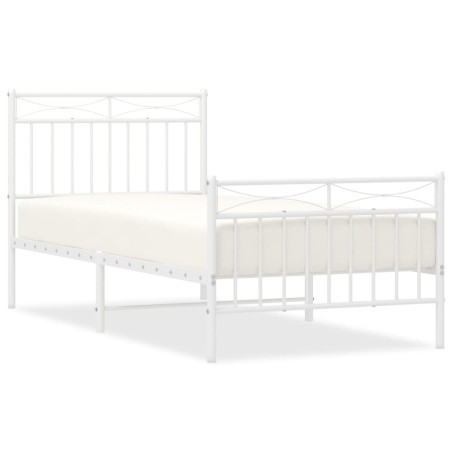 vidaXL Estructura cama metal con cabecero y pie cama blanca 90x200 cm