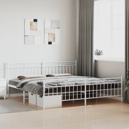 vidaXL Estructura cama metal con cabecero y pie cama blanco 193x203 cm