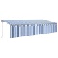 vidaXL Toldo automático persiana LED sensor de viento azul blanco 6x3m vidaXL Toldo automático persiana LED sensor de viento azul blanco 6x3m