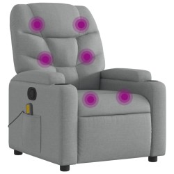 vidaXL Sillón reclinable de masaje de tela gris claro