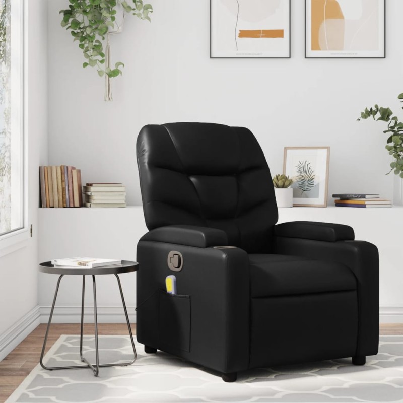vidaXL Sillón de masaje reclinable cuero sintético negro