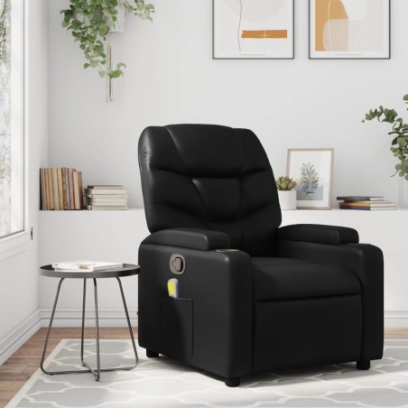 vidaXL Sillón de masaje reclinable cuero sintético negro