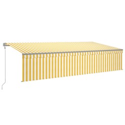 vidaXL Toldo automático persiana LED sensor de viento amarillo 6x3m