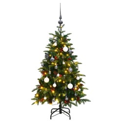 vidaXL Árbol de Navidad artificial con bisagras 150 LED y bolas 150 cm