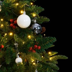 vidaXL Árbol de Navidad artificial con bisagras 150 LED y bolas 150 cm