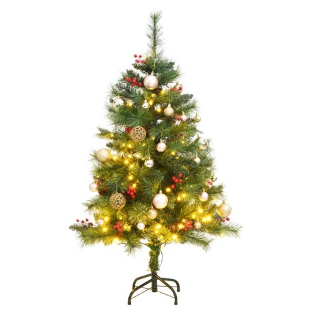 vidaXL Árbol de Navidad artificial con bisagras 150 LED y bolas 150 cm