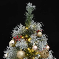 vidaXL Árbol de Navidad artificial con bisagras 150 LED y bolas 150 cm