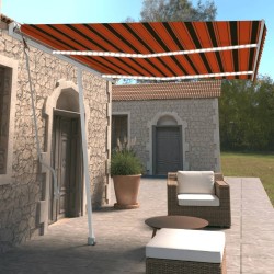 vidaXL Toldo automático LED sensor de viento naranja marrón 350x250 cm