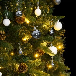 vidaXL Árbol de Navidad artificial con bisagras 300 LED y bolas 180 cm