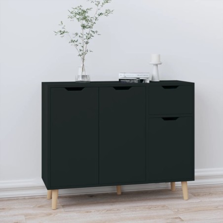 vidaXL Aparador de madera de ingeniería negro 90x30x72 cm