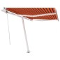vidaXL Toldo automático LED sensor de viento naranja marrón 350x250 cm vidaXL Toldo automático LED sensor de viento naranja marrón 350x250 cm