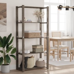 vidaXL Estantería de 5 niveles madera maciza pino gris 80x38x170 cm