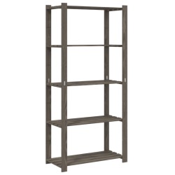 vidaXL Estantería de 5 niveles madera maciza pino gris 80x38x170 cm