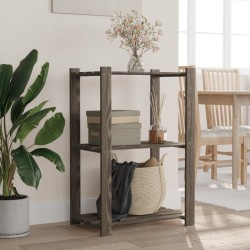 vidaXL Estantería de 3 niveles madera maciza pino gris 60x38x90 cm