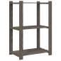 vidaXL Estantería de 3 niveles madera maciza pino gris 60x38x90 cm vidaXL Estantería de 3 niveles madera maciza pino gris 60x38x90 cm