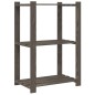 vidaXL Estantería de 3 niveles madera maciza pino gris 60x38x90 cm vidaXL Estantería de 3 niveles madera maciza pino gris 60x38x90 cm