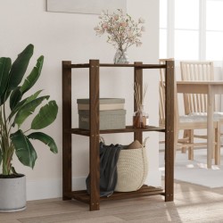 vidaXL Estantería de 3 niveles madera maciza pino marrón 60x38x90 cm