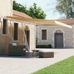 vidaXL Toldo de pie automático amarillo y blanco 450x300 cm