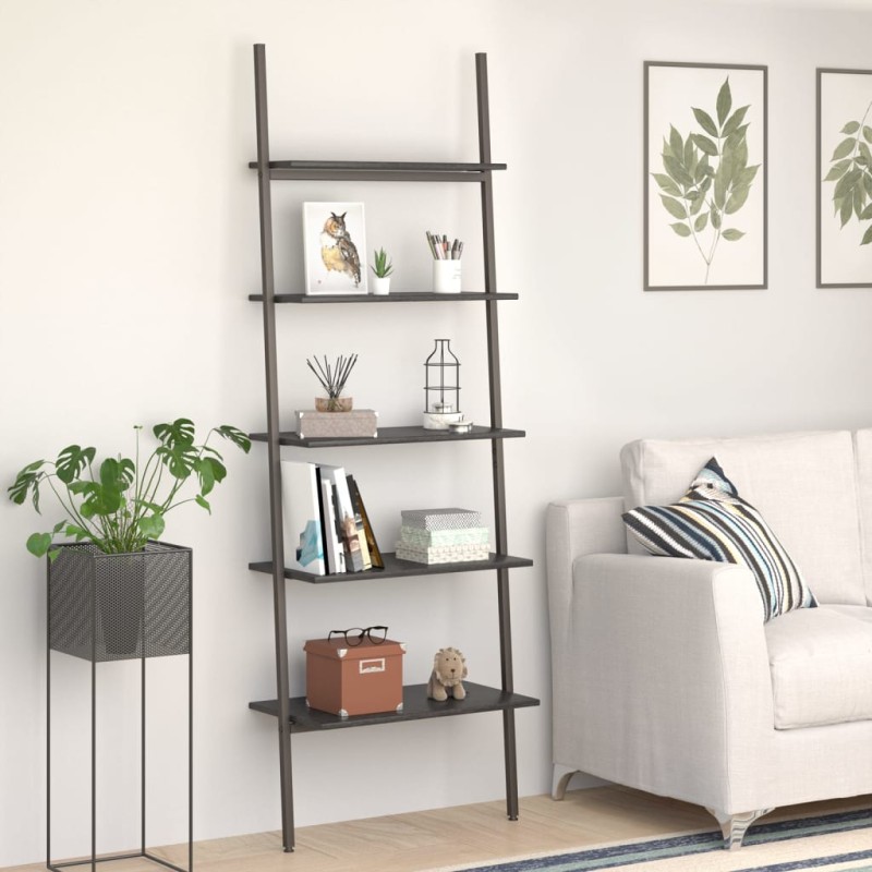 vidaXL Estantería inclinada de 5 baldas negro 64x34x185,5 cm vidaXL Estantería inclinada de 5 baldas negro 64x34x185,5 cm
