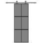 vidaXL Puerta corredera vidrio templado y aluminio negra 76x205 cm