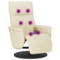 vidaXL Sillón reclinable masaje con reposapiés cuero sintético crema vidaXL Sillón reclinable masaje con reposapiés cuero sintético crema