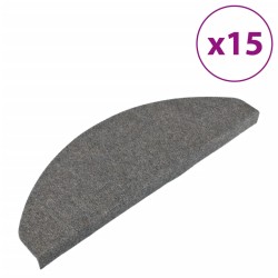 vidaXL Alfombrilla autoadhesiva de escalera 15 uds gris 65x22,5x3,5 cm