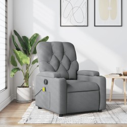 vidaXL Sillón reclinable de masaje de tela gris claro