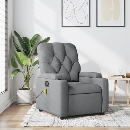 vidaXL Sillón reclinable de masaje de tela gris claro