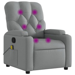 vidaXL Sillón reclinable de masaje de tela gris claro