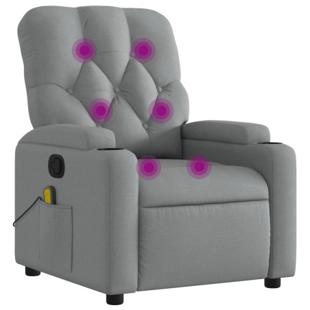 vidaXL Sillón reclinable de masaje de tela gris claro