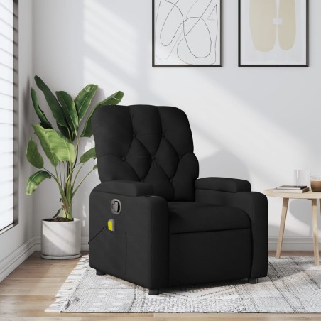 vidaXL Sillón reclinable de masaje de tela negro