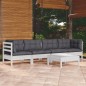 vidaXL Muebles de jardín 5 pzas con cojines madera maciza de pino vidaXL Muebles de jardín 5 pzas con cojines madera maciza de pino
