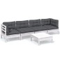 vidaXL Muebles de jardín 5 pzas con cojines madera maciza de pino vidaXL Muebles de jardín 5 pzas con cojines madera maciza de pino