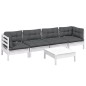 vidaXL Muebles de jardín 5 pzas con cojines madera maciza de pino vidaXL Muebles de jardín 5 pzas con cojines madera maciza de pino