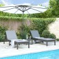 vidaXL Tumbonas con mesa 2 uds madera maciza de pino gris vidaXL Tumbonas con mesa 2 uds madera maciza de pino gris