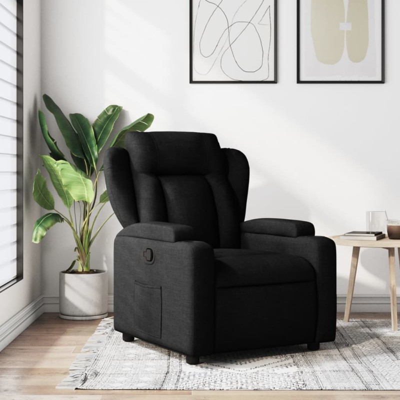 vidaXL Sillón reclinable de tela negro vidaXL Sillón reclinable de tela negro