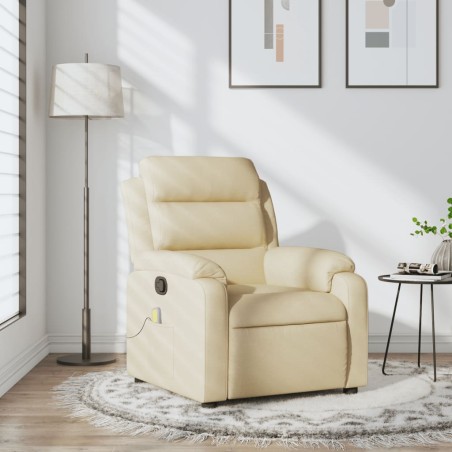 vidaXL Sillón de masaje reclinable de tela crema