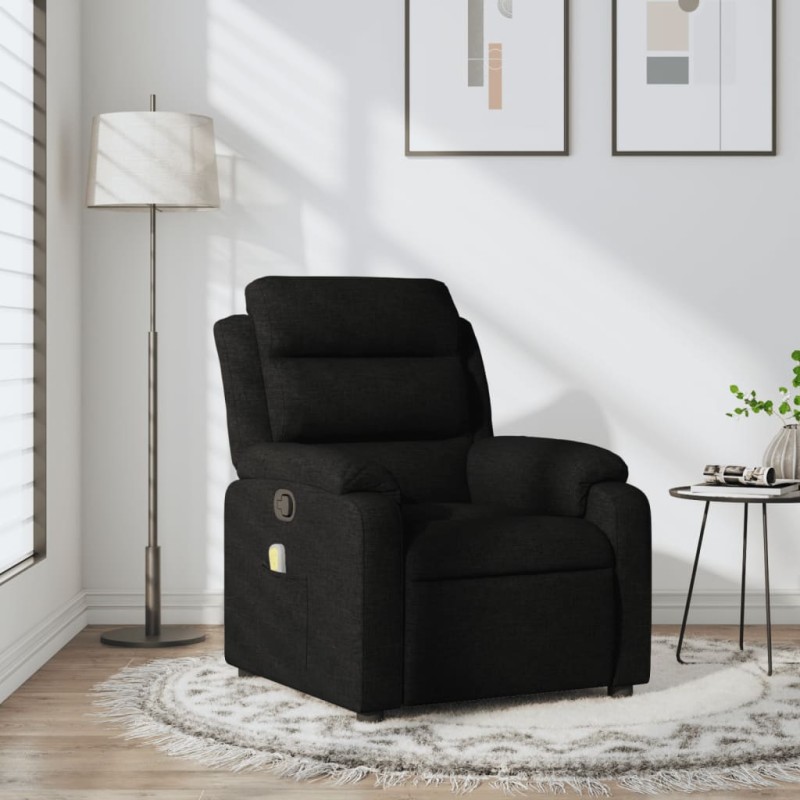 vidaXL Sillón reclinable de masaje de tela negro vidaXL Sillón reclinable de masaje de tela negro