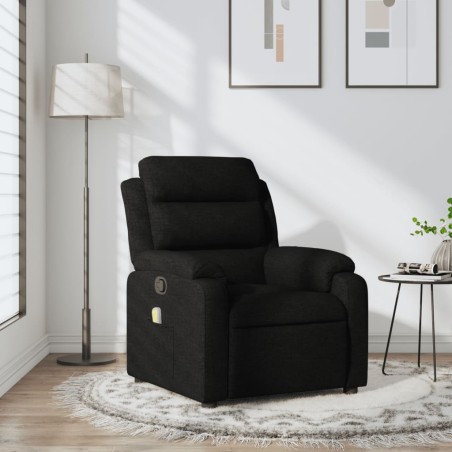 vidaXL Sillón reclinable de masaje de tela negro