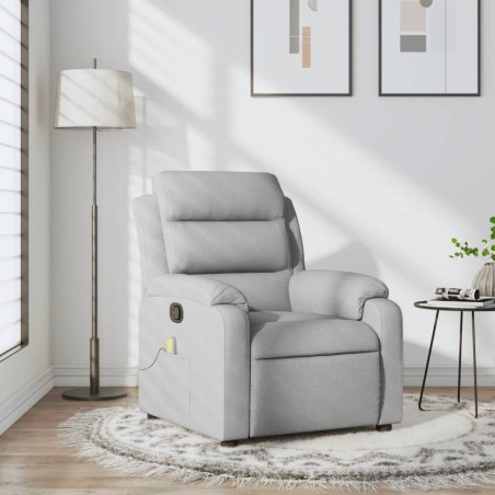 vidaXL Sillón reclinable de masaje de tela gris claro