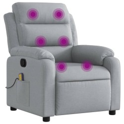 vidaXL Sillón reclinable de masaje de tela gris claro