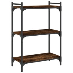 vidaXL Librería 3 estantes madera ingeniería roble ahumado 60x30x86 cm