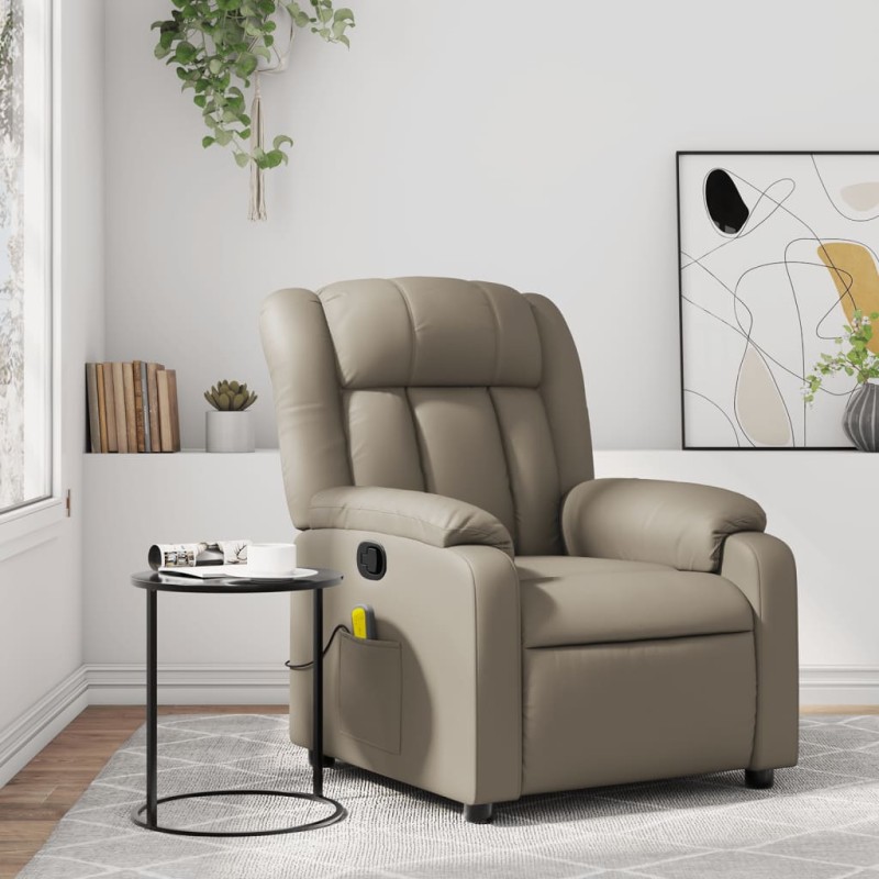 vidaXL Sillón de masaje reclinable cuero sintético color capuchino vidaXL Sillón de masaje reclinable cuero sintético color capuchino