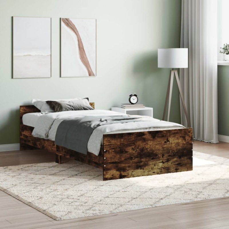 vidaXL Estructura de cama madera contrachapada roble ahumado 90x190 cm vidaXL Estructura de cama madera contrachapada roble ahumado 90x190 cm