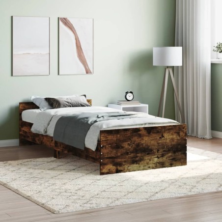 vidaXL Estructura de cama contrachapada roble ahumado 90x200 cm
