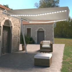 vidaXL Toldo automático con LED y sensor de viento crema 450x350 cm