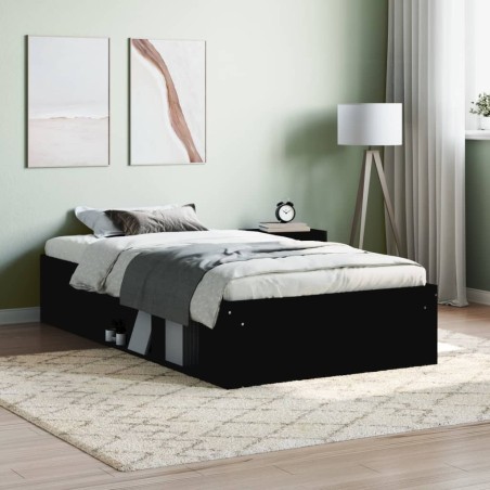 vidaXL Estructura de cama negra 90x200 cm