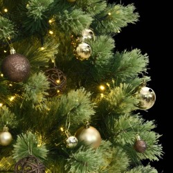 vidaXL Árbol de Navidad artificial con bisagras 300 LED y bolas 240 cm